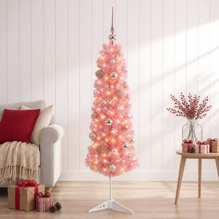 Brad de Crăciun artificial îngust, cu globuri 150 cm WALTI