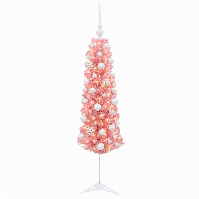 Brad de Crăciun artificial îngust cu globuri 150 cm 150 LED-uri WALTI