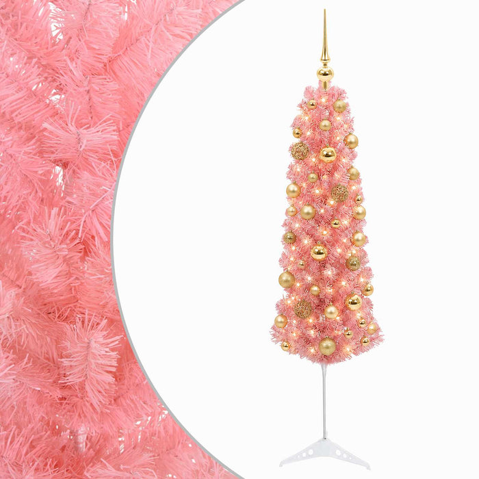 Brad de Crăciun artificial îngust cu globuri 150 cm 150 LED-uri WALTI