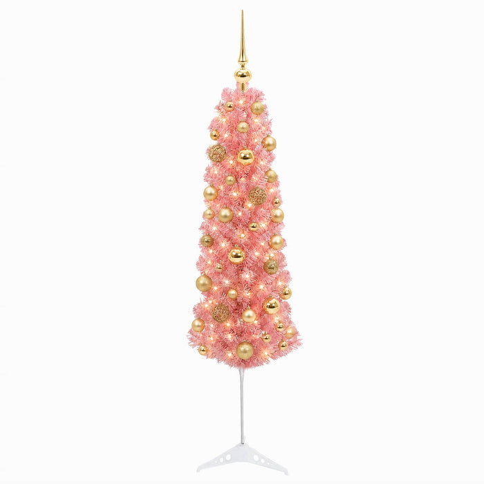 Brad de Crăciun artificial îngust cu globuri 150 cm 150 LED-uri WALTI