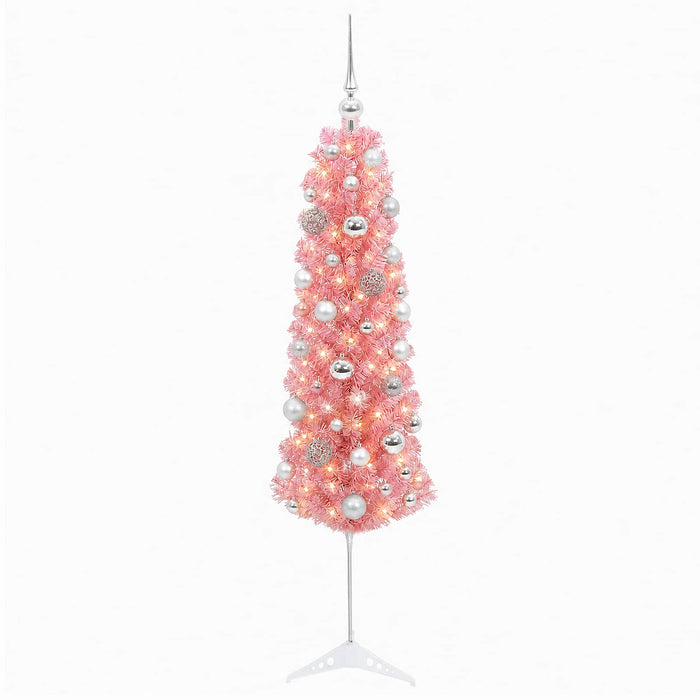 Brad de Crăciun artificial îngust cu globuri 150 cm 150 LED-uri WALTI