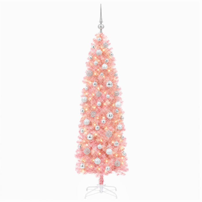 Brad de Crăciun artificial îngust cu globuri 240 cm 300 LED-uri - WALTI WALTI