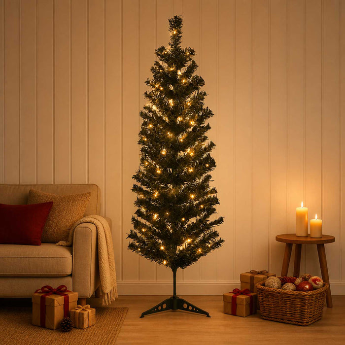 Copac Artificial Slăb de Crăciun 150 cm 150 LED-uri Alb cald WALTI