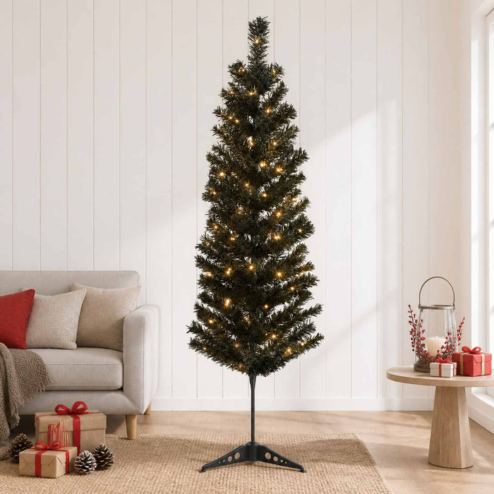 Copac Artificial Slăb de Crăciun 150 cm 150 LED-uri Alb cald WALTI