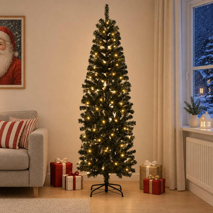Copac Artificial Slăb de Crăciun 210 cm 300 LED-uri Alb cald WALTI