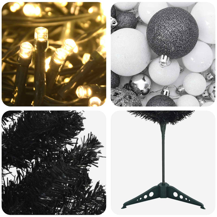 Brad de Crăciun artificial îngust cu globuri 120 cm 150 LED-uri - WALTI WALTI