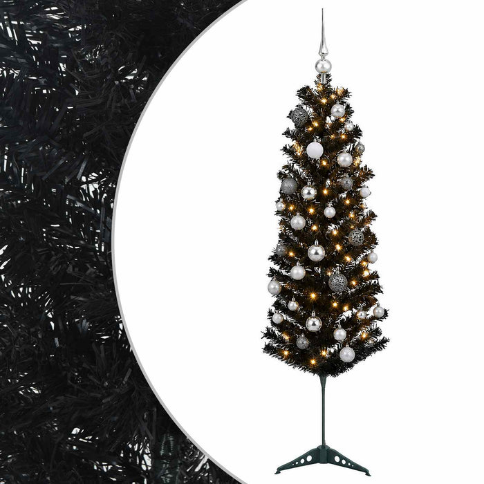 Brad de Crăciun artificial îngust cu globuri 120 cm 150 LED-uri - WALTI WALTI