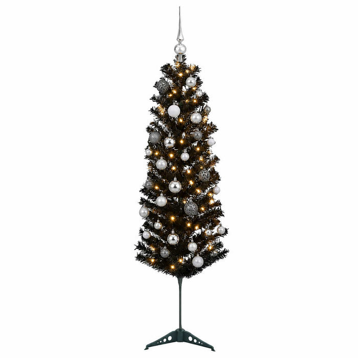 Brad de Crăciun artificial îngust cu globuri 120 cm 150 LED-uri - WALTI WALTI