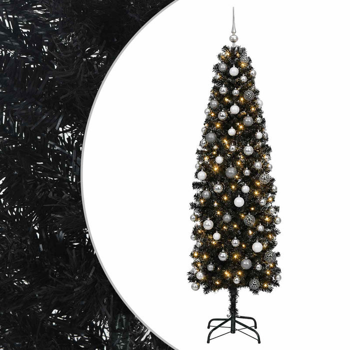 Brad de Crăciun artificial îngust cu globuri 210 cm 300 LED-uri - WALTI WALTI