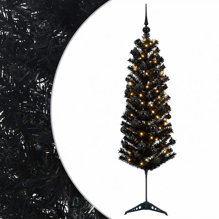 Brad de Crăciun artificial îngust cu globuri 150 cm 150 LED-uri WALTI