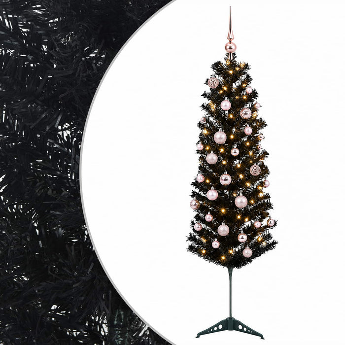 Brad de Crăciun artificial îngust cu globuri 150 cm 150 LED-uri WALTI