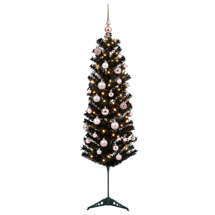 Brad de Crăciun artificial îngust cu globuri 150 cm 150 LED-uri WALTI
