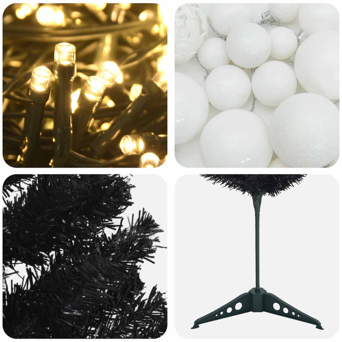 Brad de Crăciun artificial îngust cu globuri 150 cm 150 LED-uri WALTI