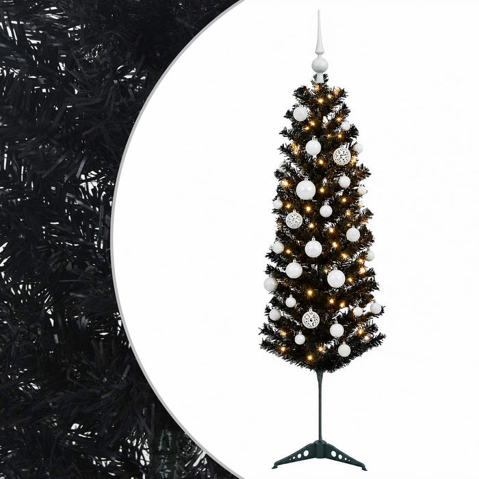 Brad de Crăciun artificial îngust cu globuri 150 cm 150 LED-uri WALTI