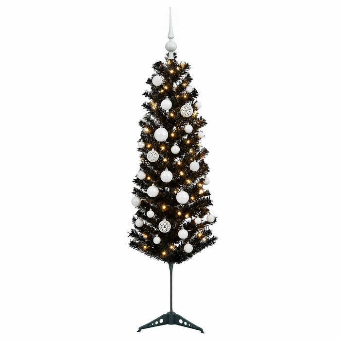 Brad de Crăciun artificial îngust cu globuri 150 cm 150 LED-uri WALTI