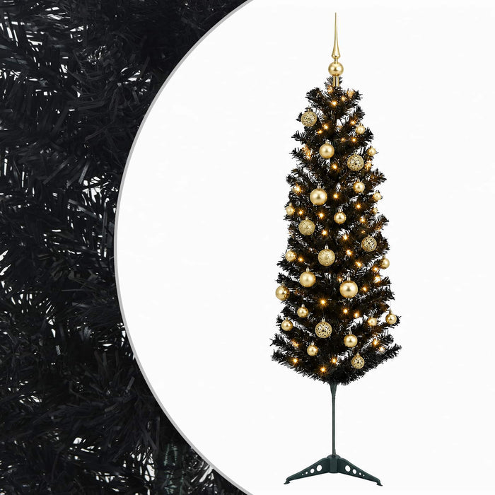 Brad de Crăciun artificial îngust cu globuri 150 cm 150 LED-uri WALTI