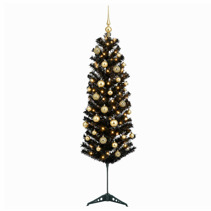 Brad de Crăciun artificial îngust cu globuri 150 cm 150 LED-uri WALTI
