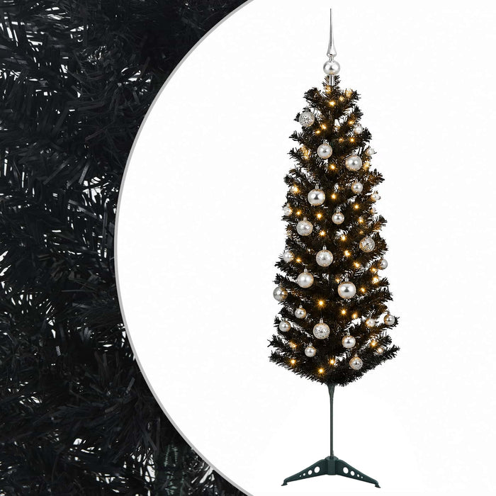 Brad de Crăciun artificial îngust cu globuri 150 cm 150 LED-uri WALTI