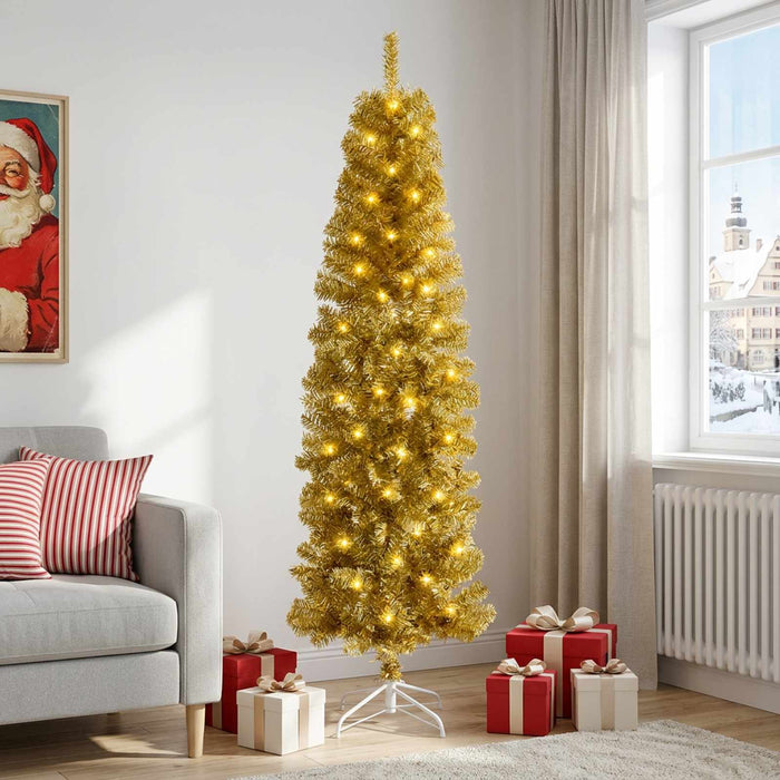 Copac Artificial Slăb de Crăciun 180 cm 300 LED-uri Alb cald WALTI