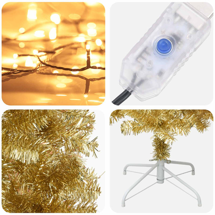 Copac Artificial Slăb de Crăciun 180 cm 300 LED-uri Alb cald WALTI