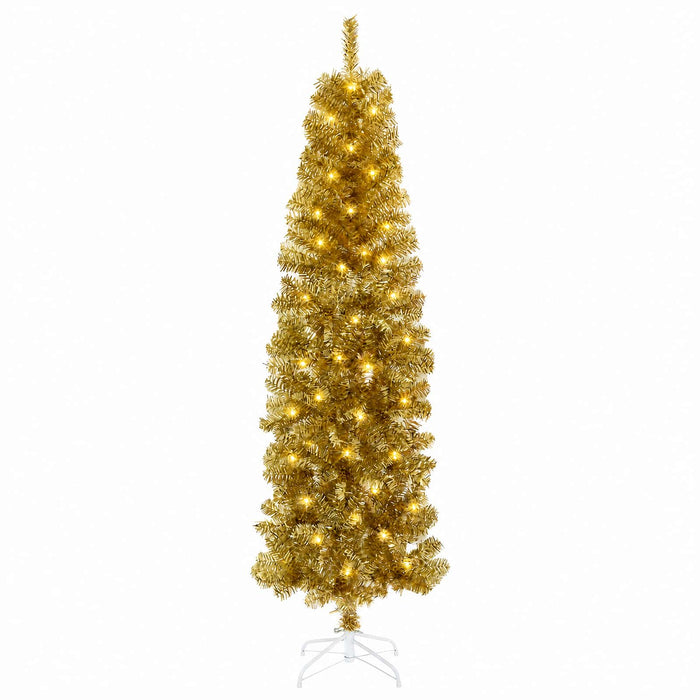 Copac Artificial Slăb de Crăciun 180 cm 300 LED-uri Alb cald WALTI
