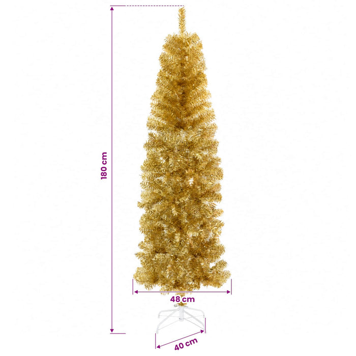 Pom de Crăciun artificial subțire cu globuri 180 cm 300 LED-uri - WALTI WALTI