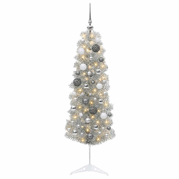 Brad de Crăciun artificial îngust cu globuri 150 cm 150 LED-uri - WALTI WALTI