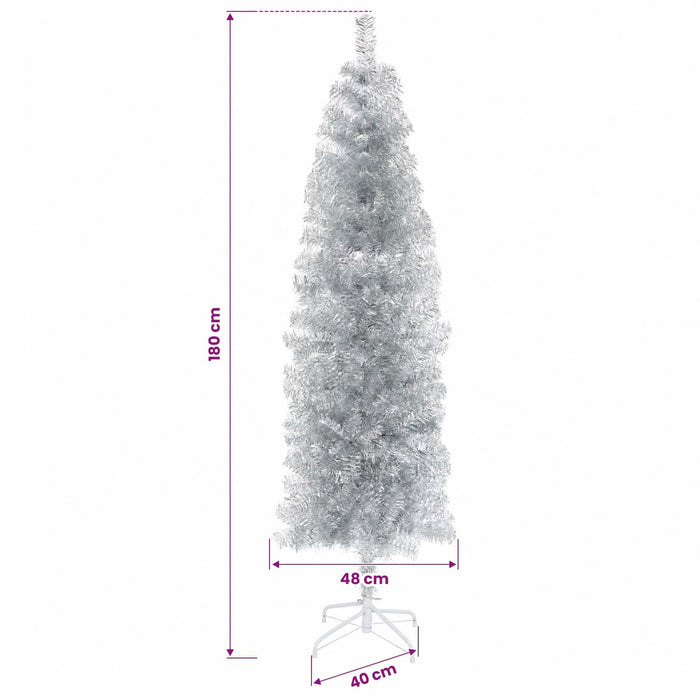 Brad de Crăciun artificial îngust cu globuri 180 cm 300 LED-uri WALTI