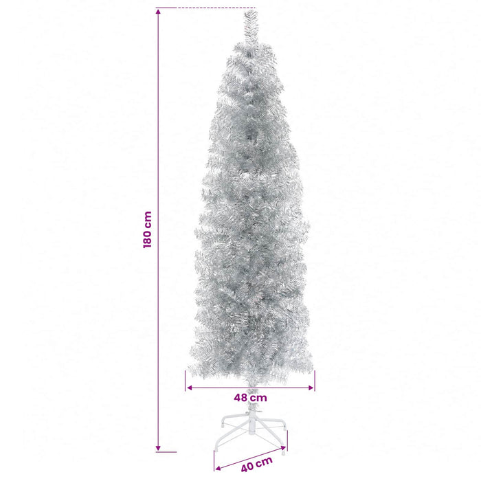 Brad de Crăciun artificial îngust cu globuri 180 cm 300 LED-uri WALTI