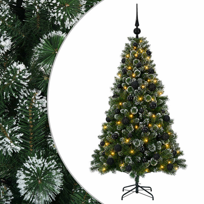 Brad artificial cu globuri 120 cm 150 LED-uri Alb cald WALTI
