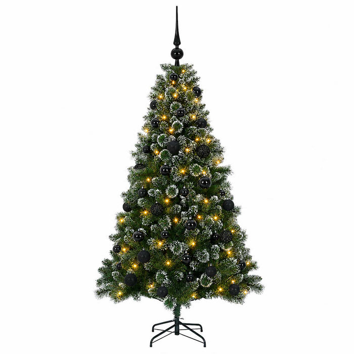 Brad artificial cu globuri 120 cm 150 LED-uri Alb cald WALTI
