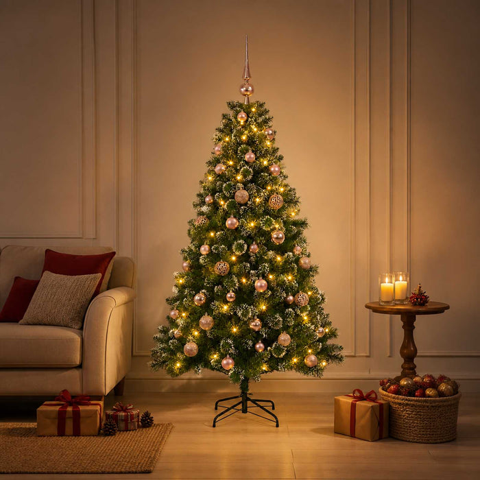 Brad de Crăciun artificial cu globuri 150 cm 150 LED-uri WALTI
