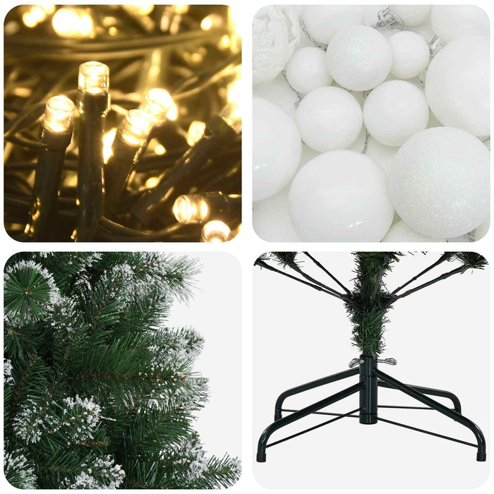 Brad de Crăciun artificial cu globuri 120 cm 150 LED-uri WALTI