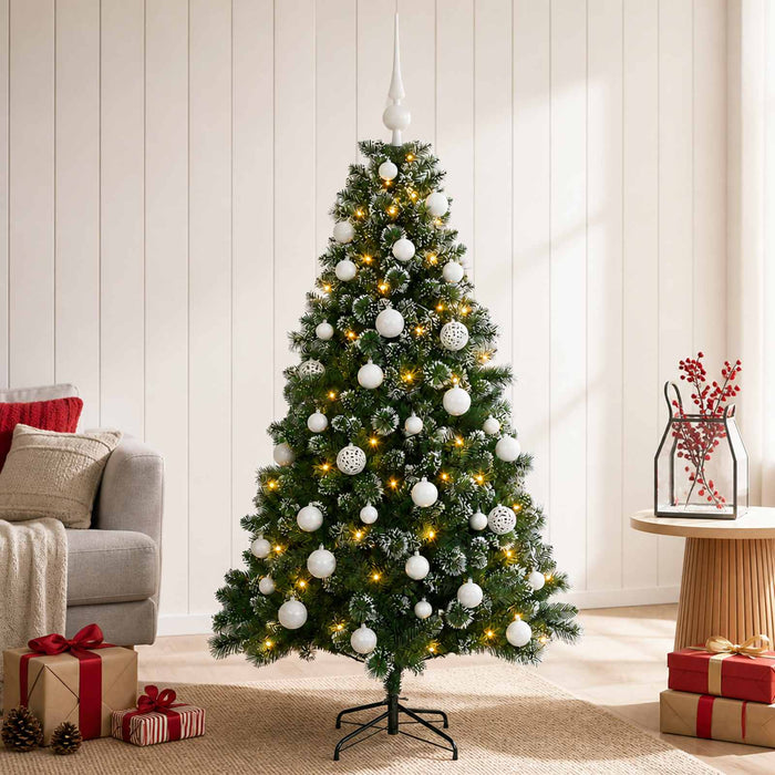 Brad de Crăciun artificial cu globuri 120 cm 150 LED-uri WALTI