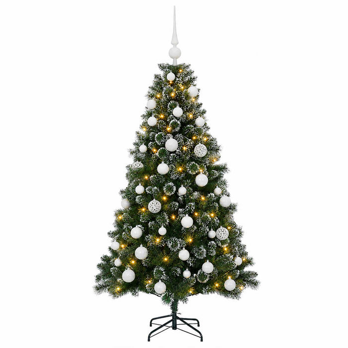 Brad de Crăciun artificial cu globuri 150 cm 150 LED-uri WALTI