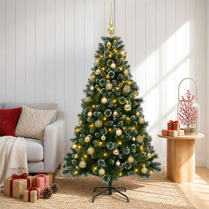 Brad de Crăciun artificial cu globuri 150 cm 150 LED-uri WALTI