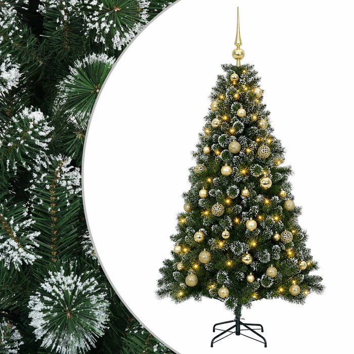Brad de Crăciun artificial cu globuri 150 cm 150 LED-uri WALTI