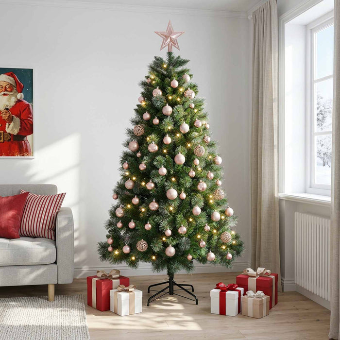 Brad de Crăciun artificial cu globuri 180 cm 300 LED-uri - WALTI WALTI