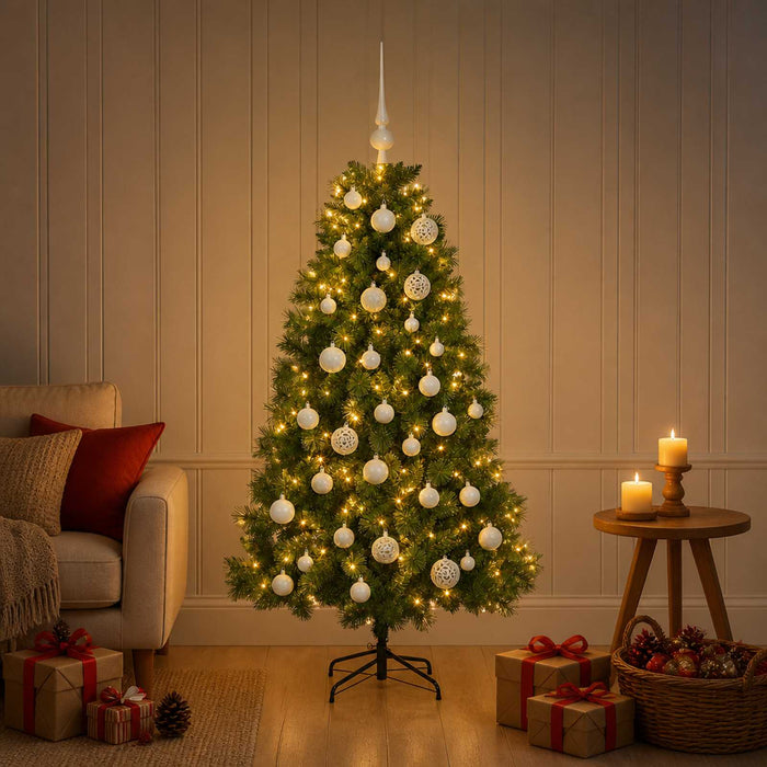 Brad de Crăciun artificial cu globuri 150 cm 150 LED-uri - WALTI WALTI