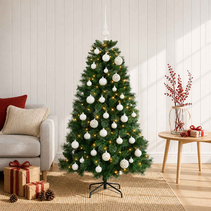 Brad de Crăciun artificial cu globuri 150 cm 150 LED-uri - WALTI WALTI