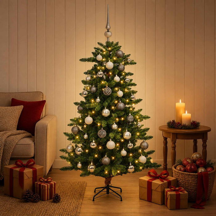 Brad de Crăciun artificial cu globuri 150 cm 150 LED-uri - WALTI WALTI