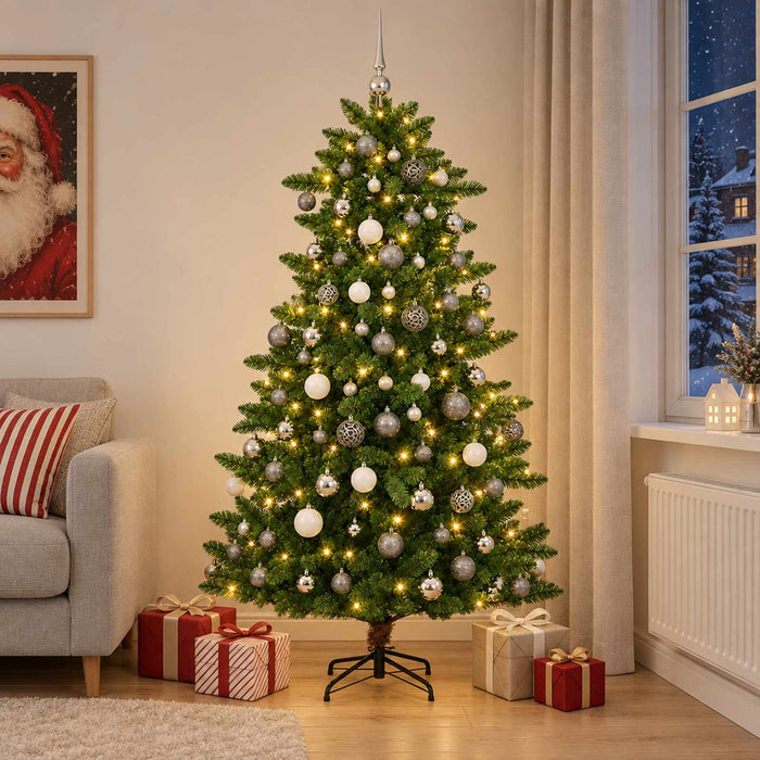 Brad de Crăciun artificial cu globuri 180 cm 300 LED-uri - WALTI WALTI