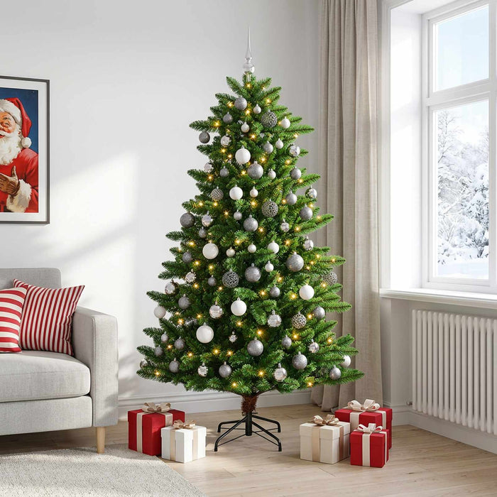 Brad de Crăciun artificial cu globuri 210 cm 300 LED-uri - WALTI WALTI