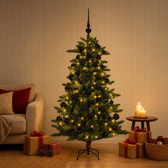Brad de Crăciun artificial cu globuri 120 cm 150 LED-uri WALTI