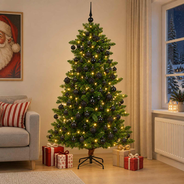 Brad de Crăciun artificial cu globuri 240 cm 300 LED-uri WALTI