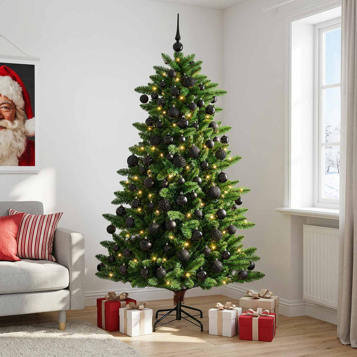 Brad de Crăciun artificial cu globuri 210 cm 300 LED-uri WALTI