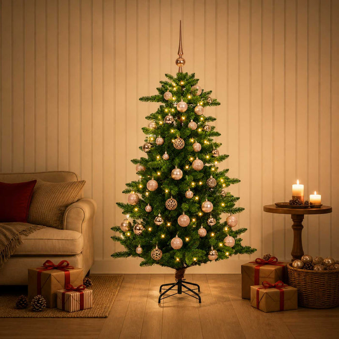 Brad de Crăciun artificial cu globuri 150 cm 150 LED-uri WALTI
