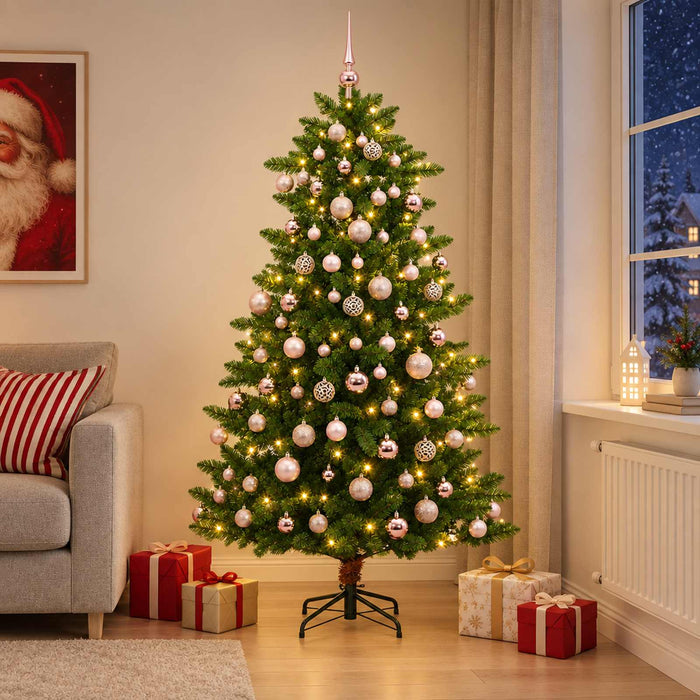Brad de Crăciun artificial cu globuri 240 cm 300 LED-uri WALTI