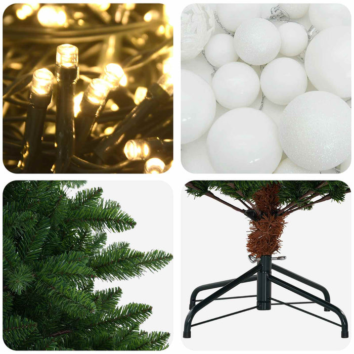 Brad de Crăciun artificial cu globuri 120 cm 150 LED-uri WALTI