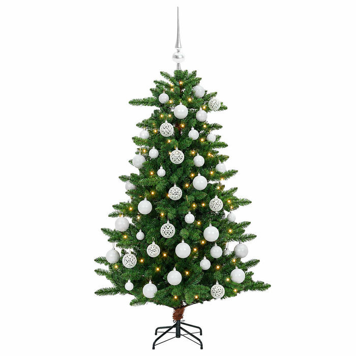 Brad de Crăciun artificial cu globuri 150 cm 150 LED-uri WALTI